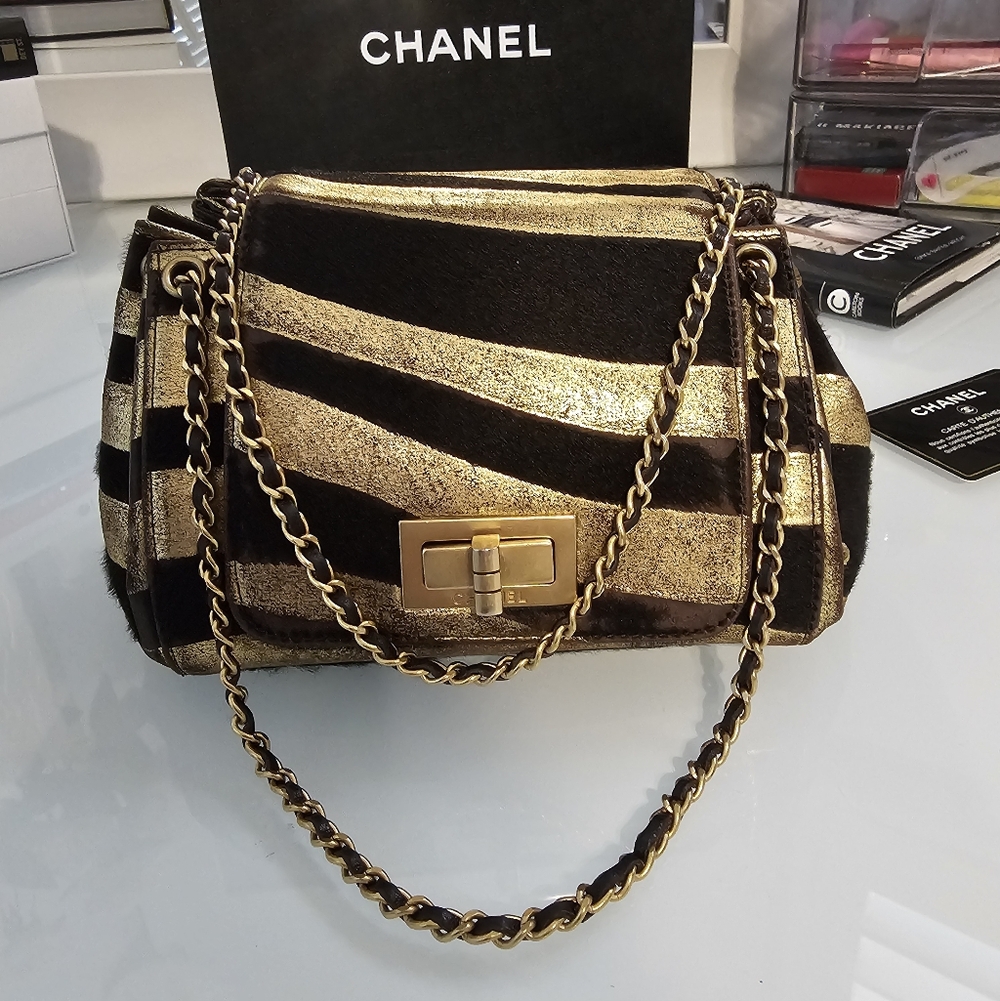CHANEL Vintage Mini 2.55 Mademoiselle Lock Flap Pony Hair Bag AUTHENTIC - Picture 2 of 15